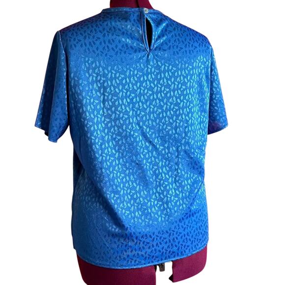 Vintage Top Womens Size XL Blue Animal Print Structured Business Casual Retro - Picture 4 of 8